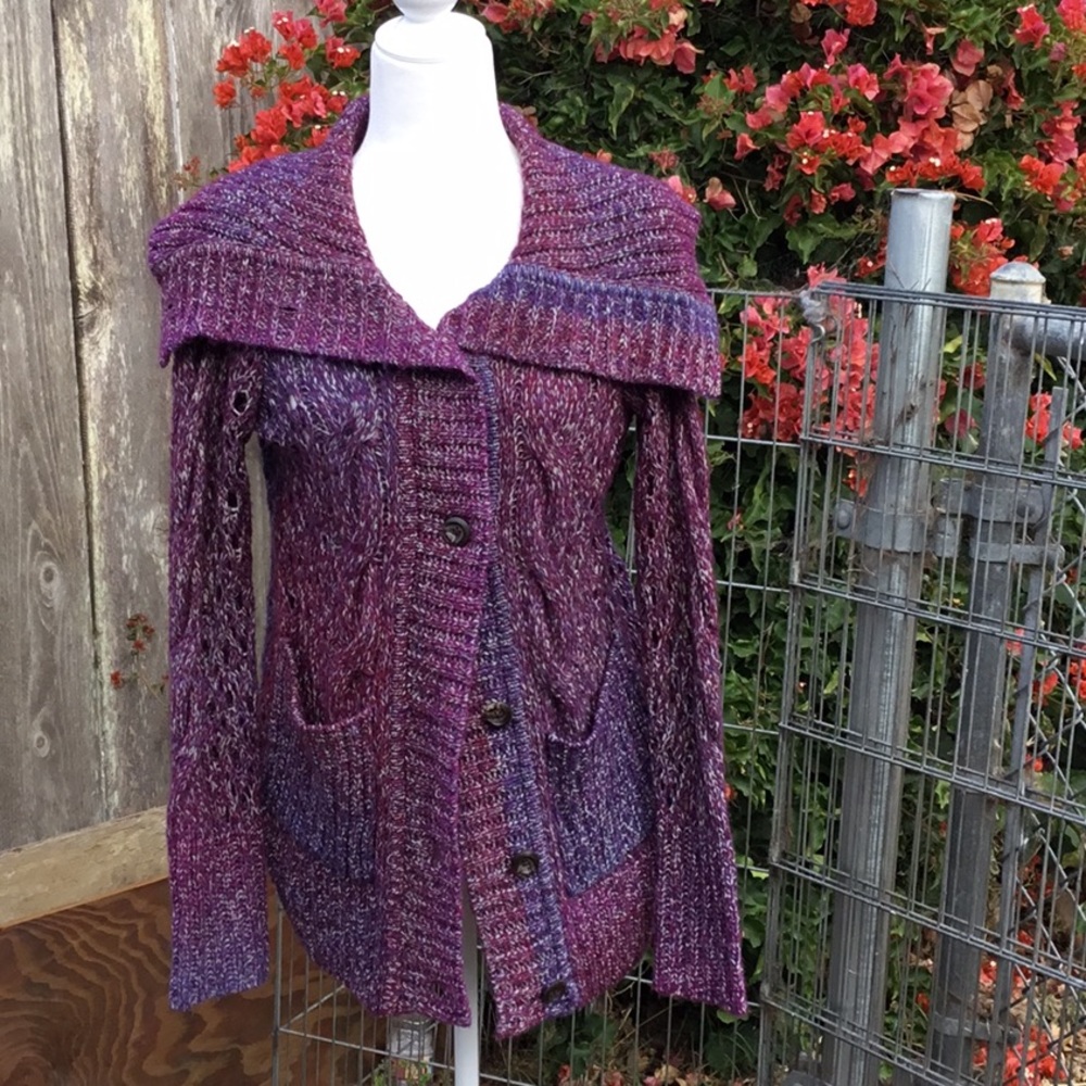 Purple Tone Knit Cardigan